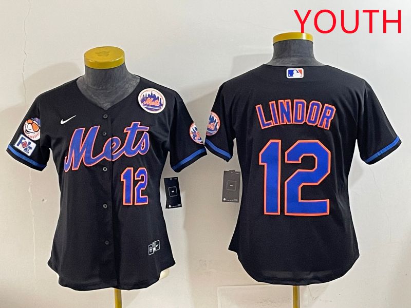 Youth 2025 New York Mets #12 Lindor Black Game Nike MLB Jersey style 4->chicago cubs->MLB Jersey
